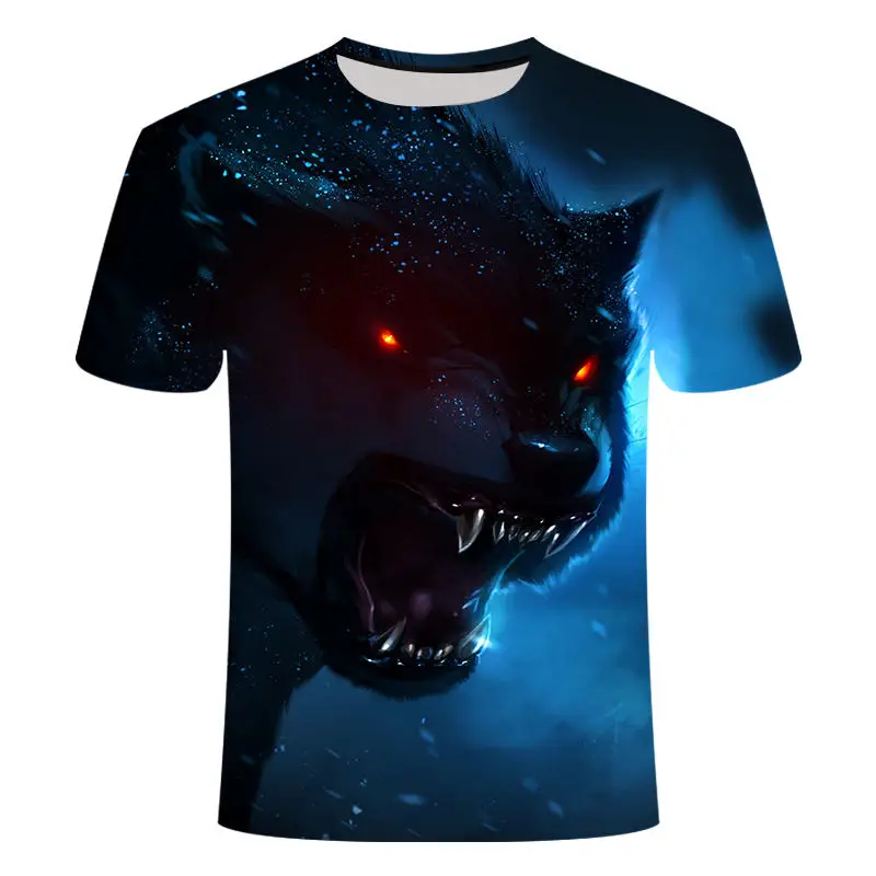 2019 New men Super Clear Wolf King T-shirt casual short sleeve o-neck fashion Funny printed 3D t shirt men/woman tees = tshirt