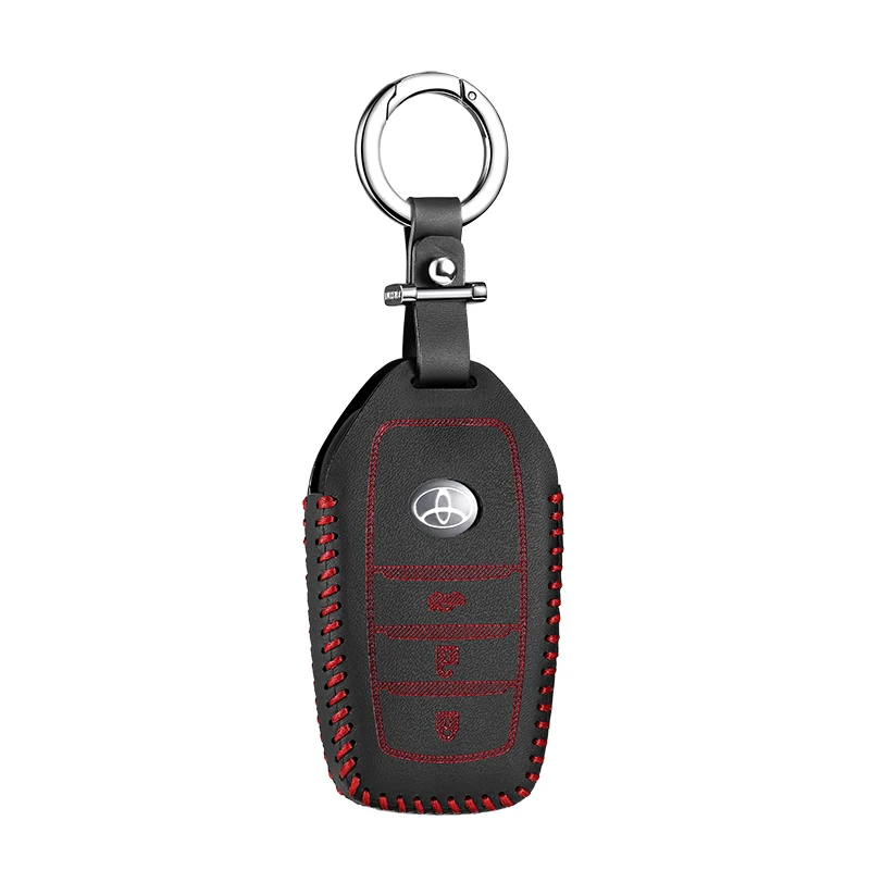 Luckeasy кожаный ключ чехол для toyota camry corolla 2012 rav4 prado 86 FJCruiser 2012 чехол key2y - Название цвета: red 3