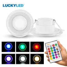 LUCKY LED typu Downlight ściemniania 220v 110V okrągłe Led Spot 5W 7W RGB Led wpuszczone W sufit lampa świecąca W dół do pokoju z pilotem na podczerwień