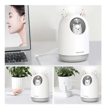 

USB Humidifier 300ml Cute Pet Ultrasonic Cool Mist Aroma Air Oil Diffuser Romantic Color LED Lamp Humidificador Home office use