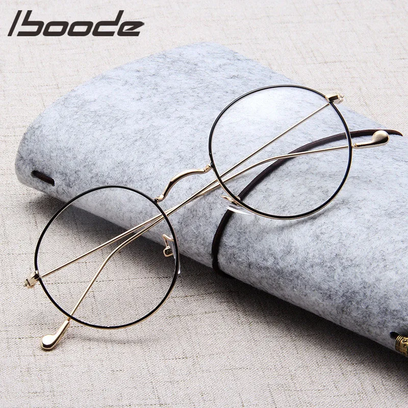 IBOODE унисекс очки для чтения модные классические золотистые круглые в