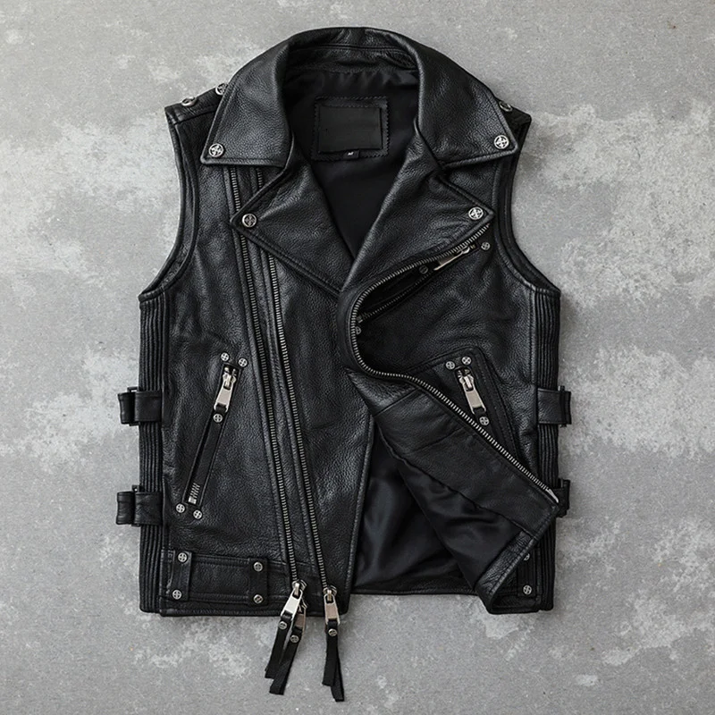 Smarte Herren Beste Leder Motorrad Weste. Handgefertigte Weste Aus