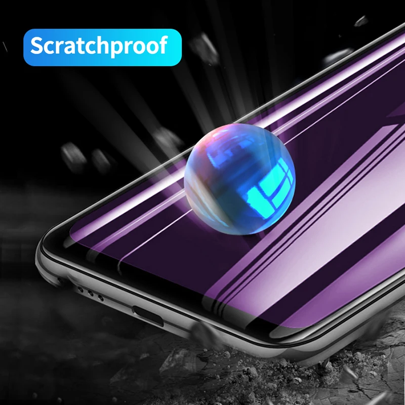 Закаленное стекло 10D фиолетового цвета с защитой от синего света для Samsung A20S A30S A50S
