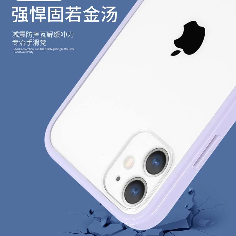 Dual Color Case For iPhone 13 12 Mini 11 Pro X S Max XR 7 8 Plus SE Shockproof Color Straight edge Clear Back Soft TPU Cover magsafe charger iphone 13