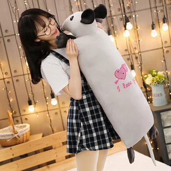 

45-95cm Cute Lying Mouse Plush Pillows Stuffed Animal Toys for Children Girls Kawaii Rat Doll Soft Hand Warm Kids Christmas Gift