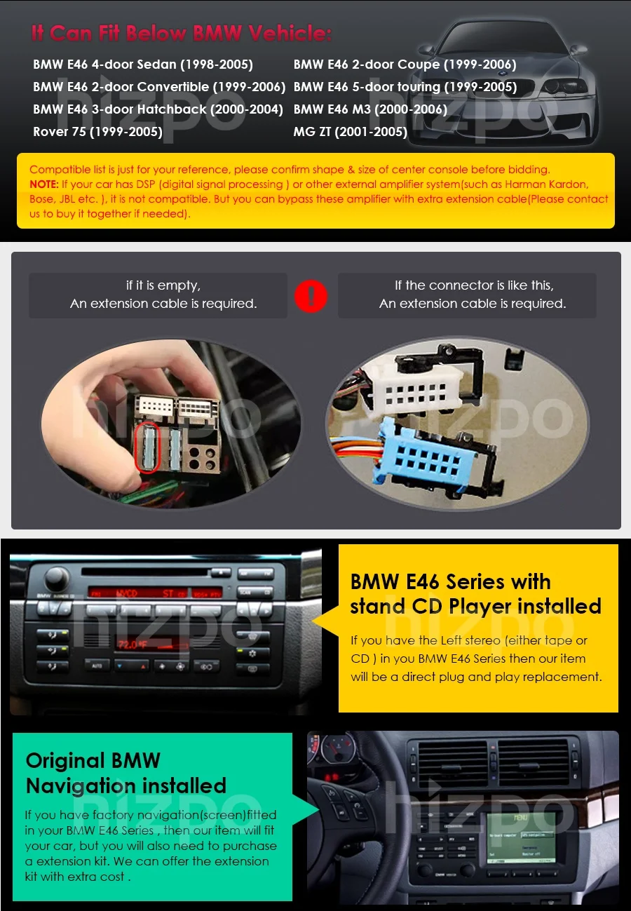 Discount Ossuret Quad Core 2GRAM+16GROM 1 Din Car DVD Player for BMW E46 M3 With GPS Bluetooth WIFI RDS USB SteeringWheel Canbus DAB CAM 3