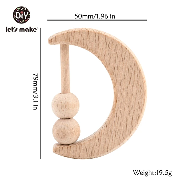 Wooden Rattle Beech Bear Hand Teething Wooden Ring Baby Rattles Play Gym Montessori Stroller Toy Educational Toys Let's Make type 15
