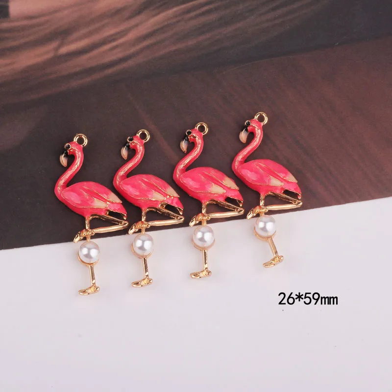 Abalorios de flamencos perlas esmaltadas, 5 piezas, hechos a mano, rosa, colgante de flamenco, pulsera, collar, pendientes, accesorio de joyería _ - AliExpress Mobile