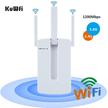 

KuWFi Wifi Repeater 1200Mbps Dual Band 802.11AC Wi-Fi Amplifier Long Range Wi fi Signal Booster 2.4G Wireless Extender AP Router