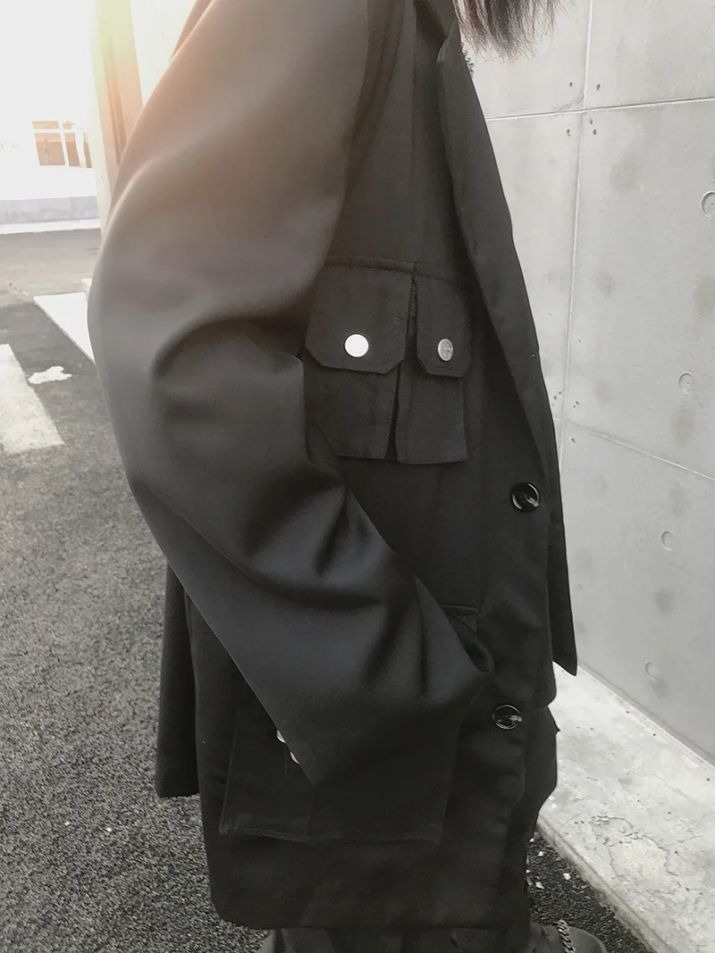 Seveyfan Hi Street Мужской пиджак с несколькими карманами и лентами в стиле хип-хоп Уличная куртка модная мужская куртка больших размеров R3164