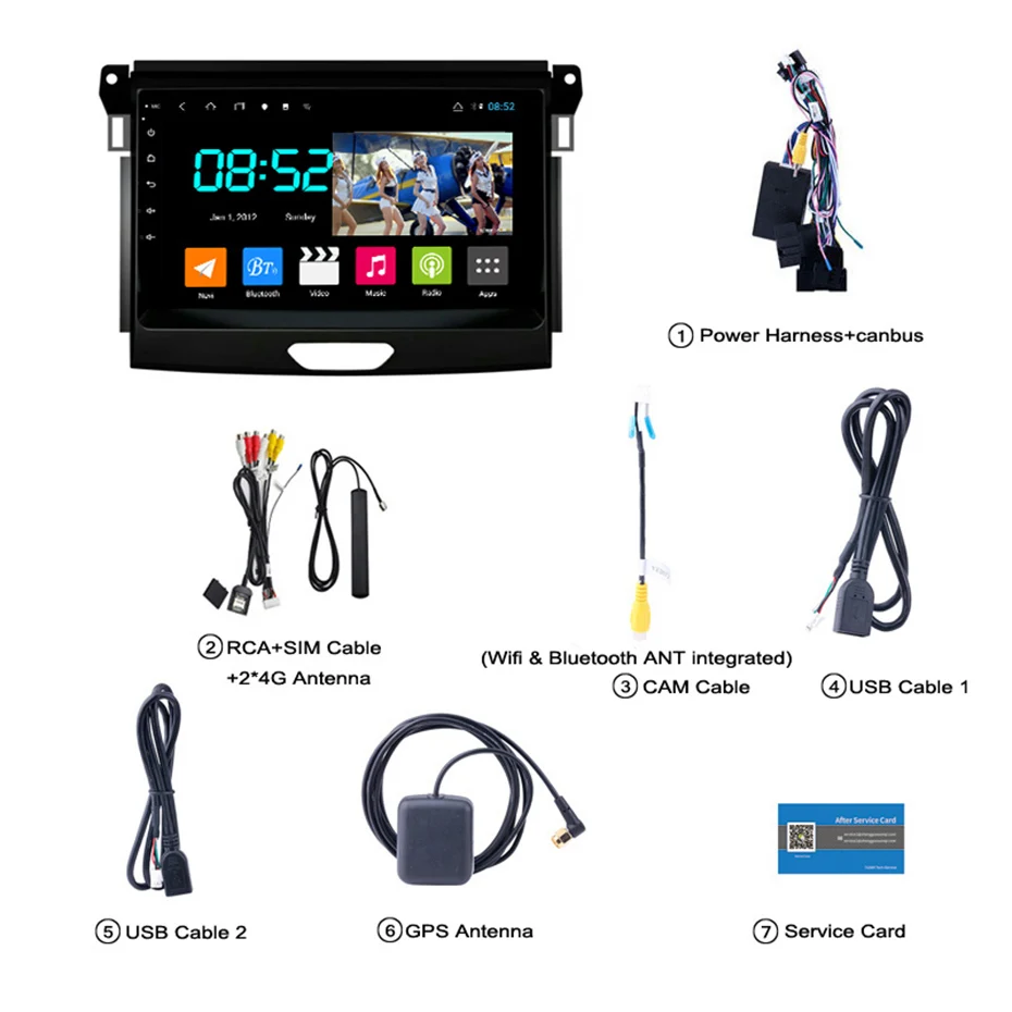 Perfect Android 8.1 CAR DVD 1din multimedia Navi system for Ford Ranger 20015 car gps navigation stereo Wifi head unit BT SWC WIFI 2