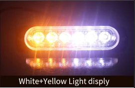 2/4 pcs 6 LED Flash Strobe Emergency Warning Light For Car Auto Truck SUV Motorcycle Side Strobe Warning Flashing Light 12V-24V - Цвет: white yellow
