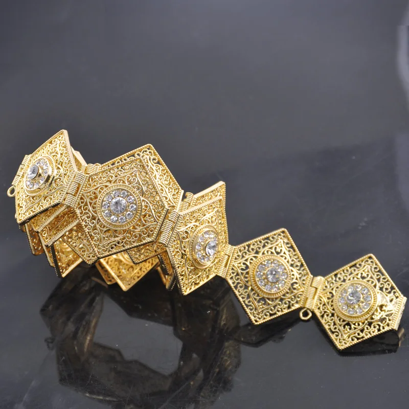 New Fashion Women Gold Belts Big Crystals Waist Chain for Abaya Moroccan Trendy Kaftan Belts