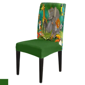 

Spandex Chair Cover Jungle Elephant Lion Parrot Monkey Chair Cover Home Decor Hotel Wedding Supplies Dining Chair Cover Stretch