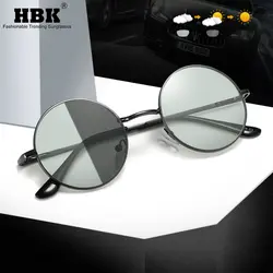 HBK винтажные круглые поляризационные солнцезащитные очки для женщин и мужчин, фотохромные летние солнцезащитные очки для вождения в стиле