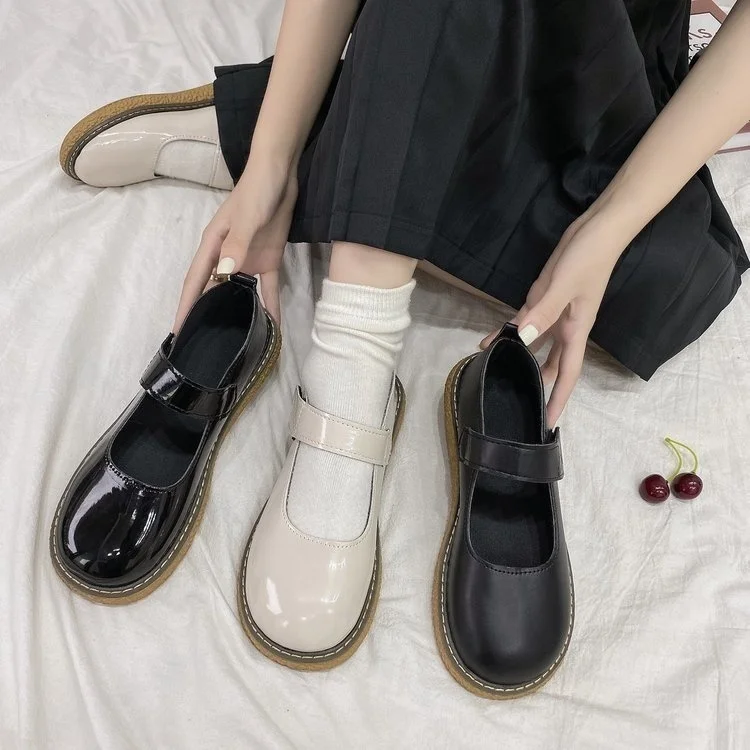 Zapatos de cuero para mujer, calzado pequeño estilo JK, Cosplay de Lolita,  hermana suave, negro, Mary Jane, informal, Retro, Flattie, nuevo, 2021| zapatos| - AliExpress