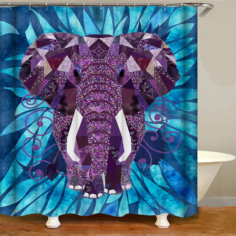 New colorful printed elephant butterfly pattern waterproof bathroom polyester high quality water shower curtain