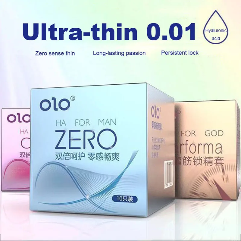 Super Ultra Thin Condoms For Men OLO Intimate Condone Good Sex Products Natural Rubber Latex Penis Sleeve long lasting  condom