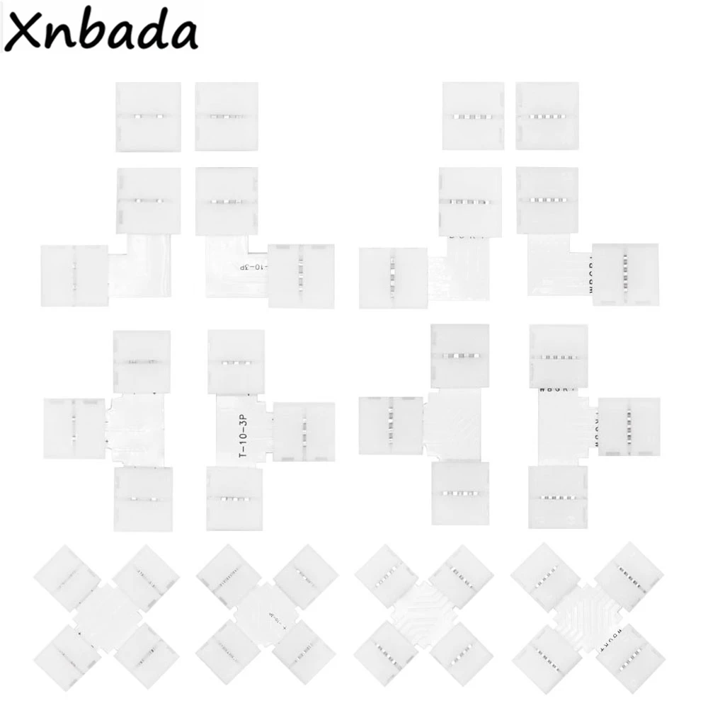 50PCS 2/3/4/5PIN 10mm Solderless LED Connector T/L/X Shape Corner For WS2811 WS2812 3528 5050 RGB Led Strip Light | Обустройство дома
