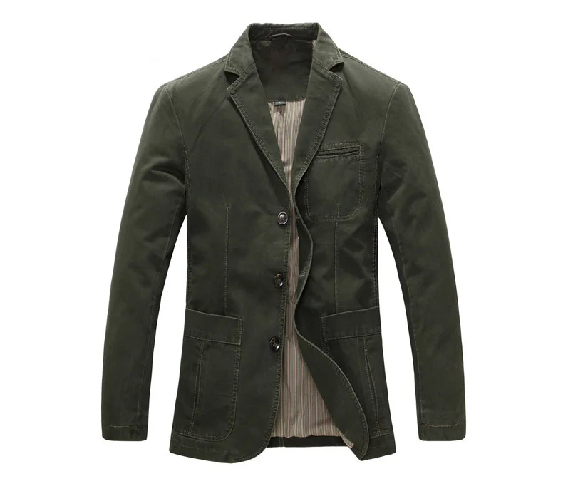 Army Green Новые осенние повседневные мужские блейзеры, хлопковые повседневные костюмы, куртки, армейский зеленый хаки, Большие Размеры M-XXXXL - Цвет: Army Green