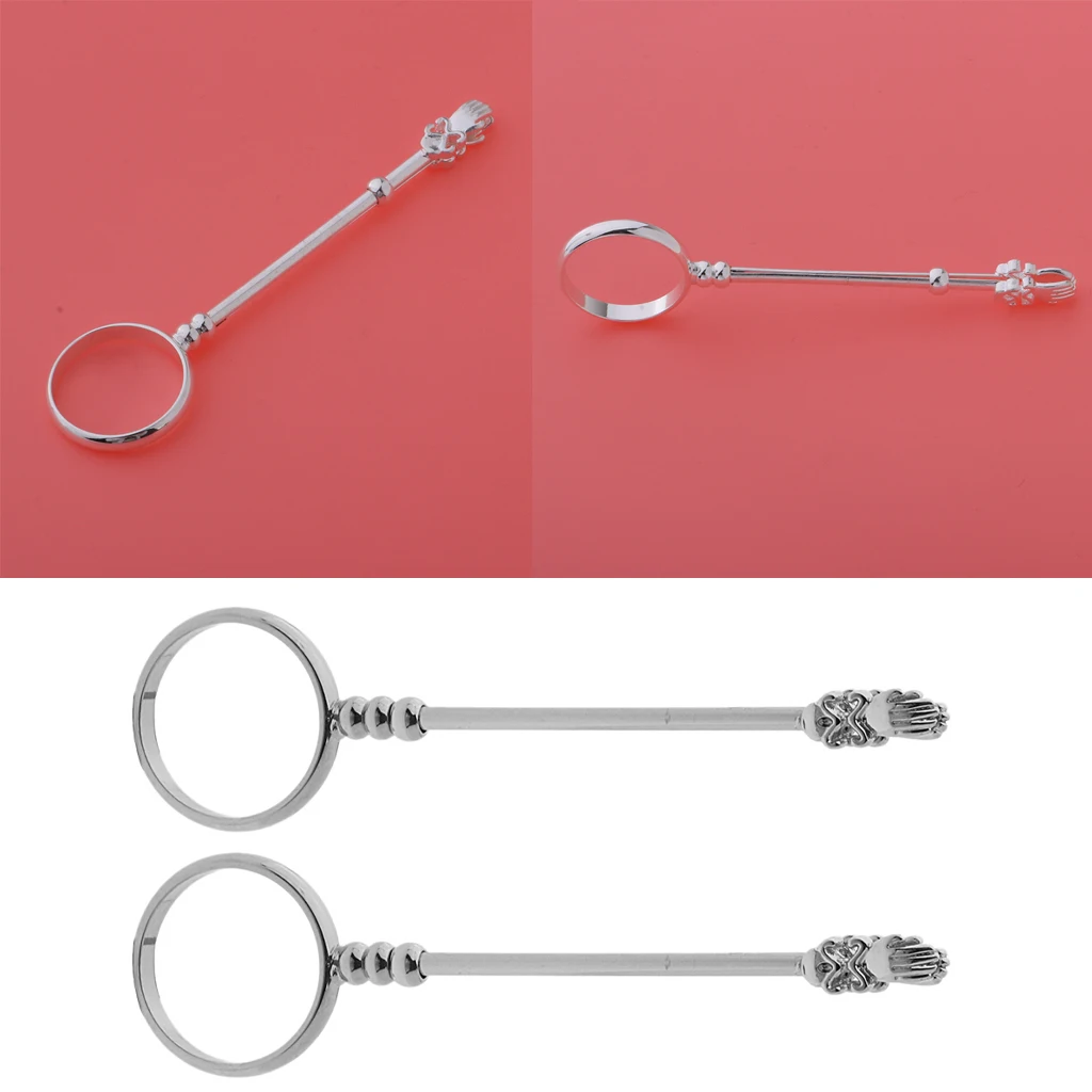 2pcs Retro Smoking Ring Holder Small Hand Shelf Cigarette Holder Stand for Smoker Lady Gifts, Silver 17m