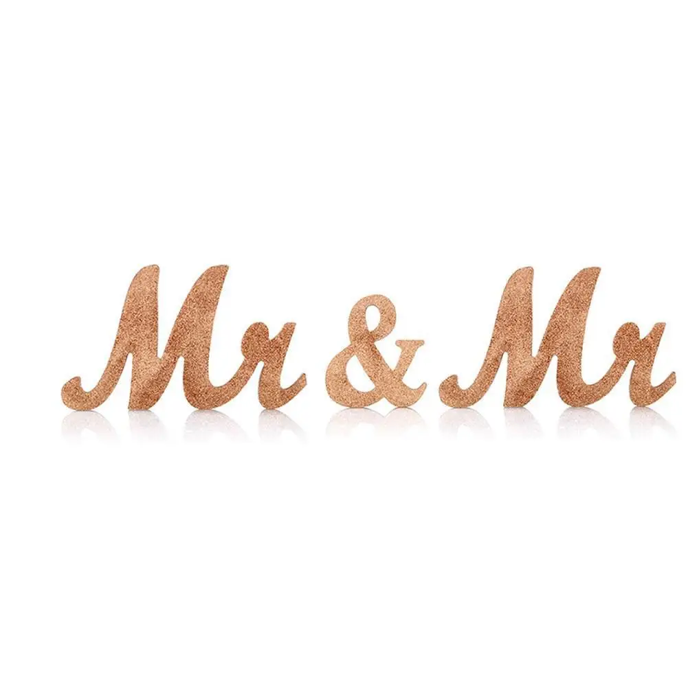 Rose gold 1 Деревянные розовые золотые блестящие буквы MR& MR/MRS& MRS, свадебные украшения, вечерние украшения для стола, аксессуары для украшения дома - Цвет: Rose gold 1