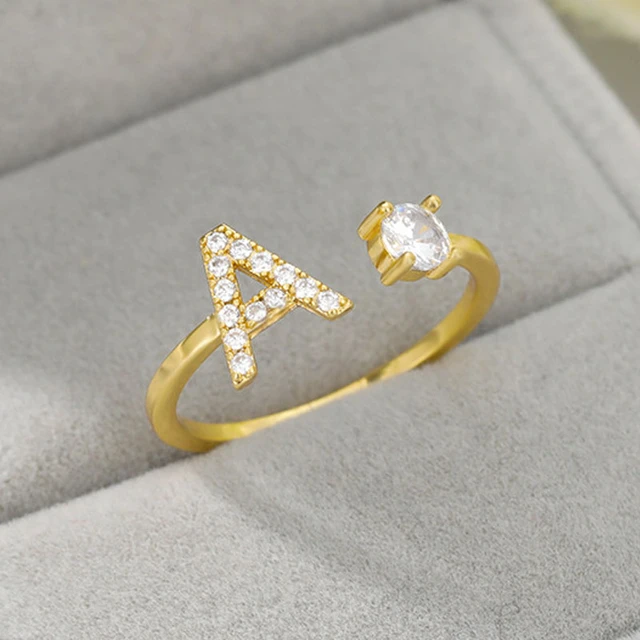 Gold-Plated 925 Sterling Silver Stone Studded Initial J Ring –  www.pipabella.com