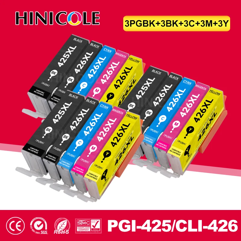 

15 PCS For Canon 425 426 PGI-425 CLI-426 Compatible Ink Cartridge For Canon PIXMA IP4840 IP4940 IX6540 MG 5140 5240 5340 Printer