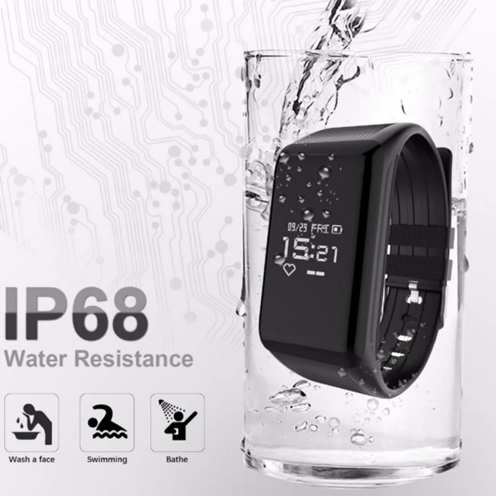 IP68 Sport Fitness Braccialetto Inseguitore Smart Watch Women Watch men's Watch Smart Wristband Heart Rate Monitor 2019