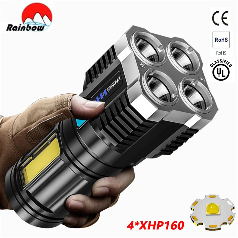 Супер 4 * XHP160 самый мощный яркий светодиодный фонарик светильник hp90 высокомощный