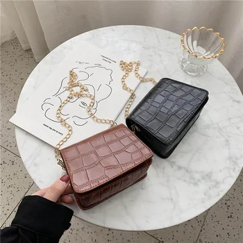 

Net red small bag female bag 2020 new fashion wild ins chain bag retro stone pattern crossbody small square bag