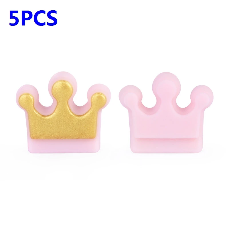 Quartz Pink 5 шт Силиконовые Бусины-короны Perle, Силиконовые Зубные Прорезыватели для зубов, бусы для ожерелья, пищевого качества, для мам, кормящих, сделай сам, ювелирные изделия, Детские Прорезыватели - Цвет: Quartz Pink