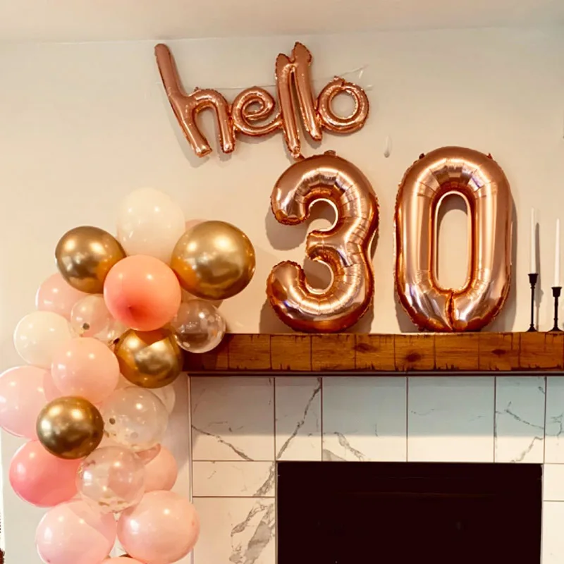 Rose Gold Hello 30 Balloons Baby Shower 10/13/15/21/25th 30th Birthday Party Decor 21 30 Number Inflatable Air Globos Rose Gold Hello 30 Balloons Baby Shower 10/13/15/21/25th 30th Birthday Party Decor 21 30 Number Inflatable Air Globos