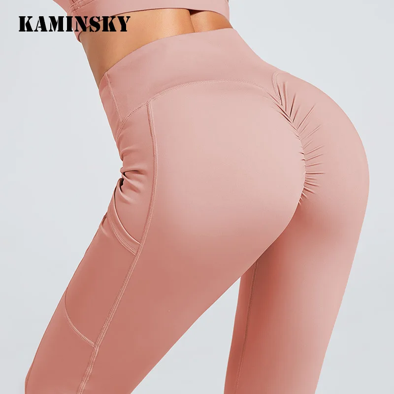 Модные женские леггинсы Kaminsky с завышенной талией лоскутные карманами для