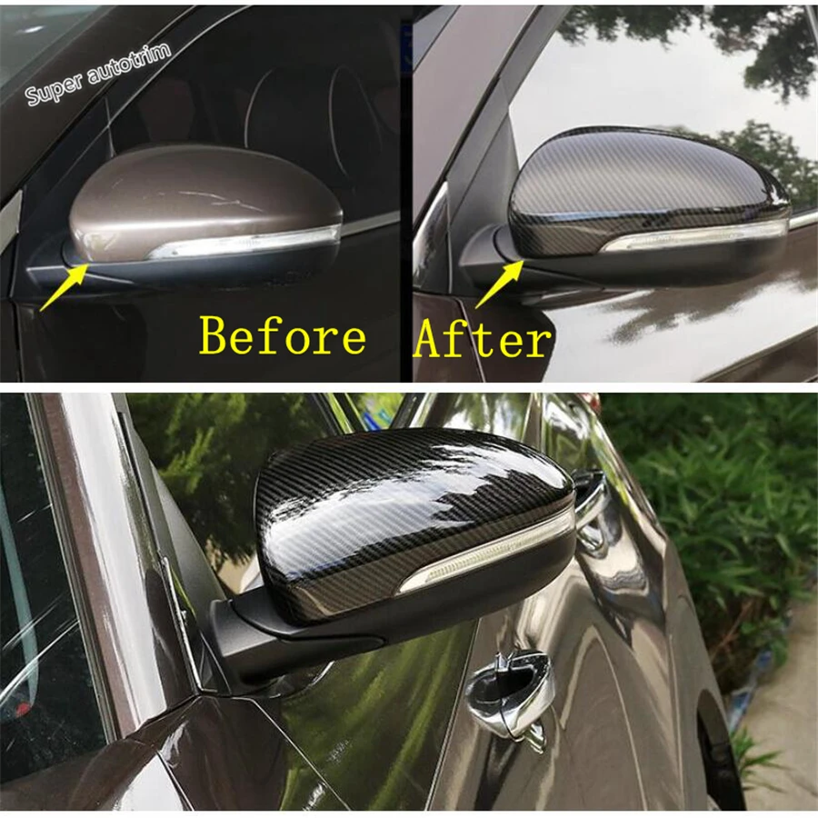 

Lapetus Door Side Wing Rearview Mirror Case Cover Trim Fit For Hyundai Tucson 2016 - 2020 Accessories Chrome / ABS Carbon Fiber