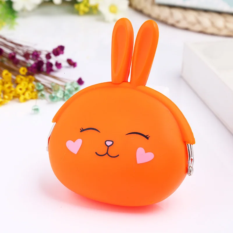 Модный кошелек для монет, милый мультипликационный кролик в стиле кавай, Сумочка для женщин и девочек, маленький кошелек, мягкая силиконовая сумка для монет, Bluetooth, наушники, сумки# E - Color: Orangerabbit