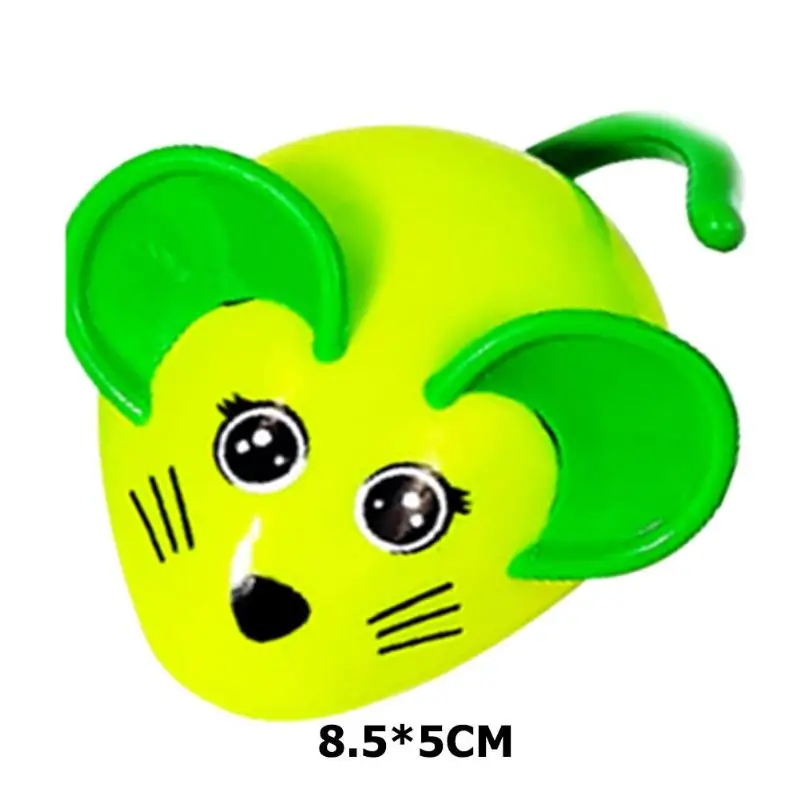 Green Мультяшная намотка мышь питомец игрушка кошка пластиковая заводная пищащая Жевательная звучащая Игрушка-прорезыватель котенок интерактивные материалы - Color: Green