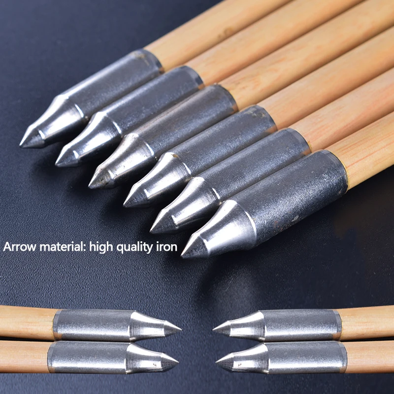 Günstige Bogenschießen 31 zoll Handmade Holz Pfeile mit Echt Weiß Türkei Feder und Eisen Pfeilspitze für Jagd 25 50lbs Longbow Recurve Bogen