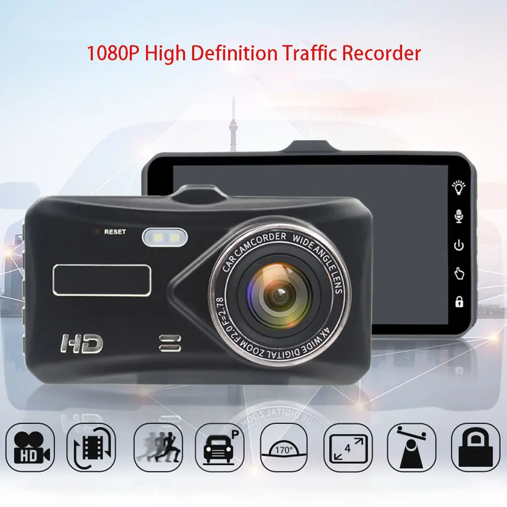 Черный ящик, 4 дюйма, ips экран, Full HD, угол обзора 170 градусов, Автомобильный видеорегистратор, монитор 1080 P, передний+ задний видеорегистратор, Парковочное устройство