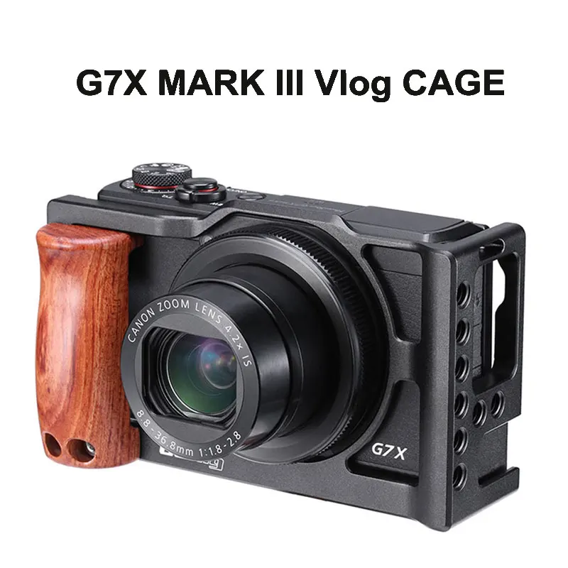 

UURig Aluminum C-G7X Mark lll Vlog Cage Cold Shoe Quite Release Plate Wooden Handgrip 1/4 Screw For Canon C-G7X lll Accessories