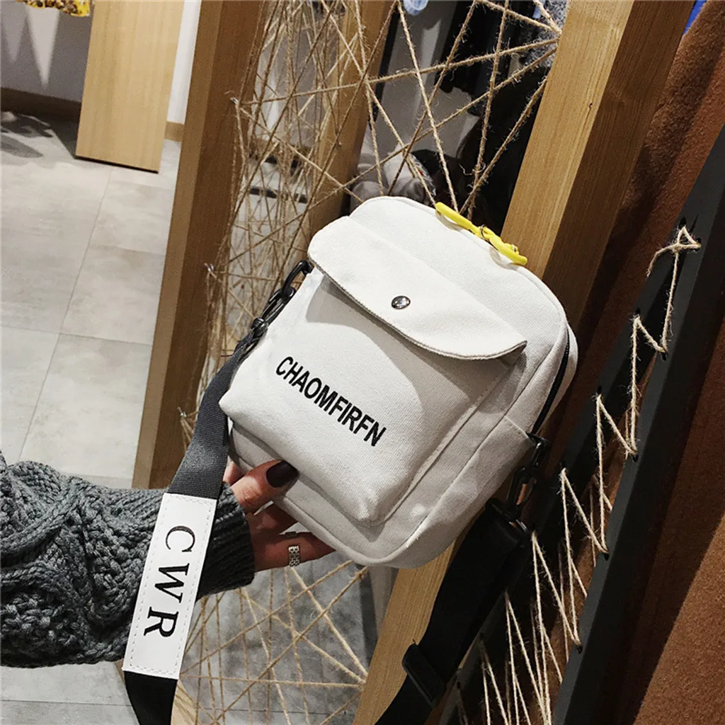Women Shoulder Bag Fashion Pure Color Casual Tote Outdoor Bag Canvas Handbag Zipper Messenger Messenger Bags sac main femme#F