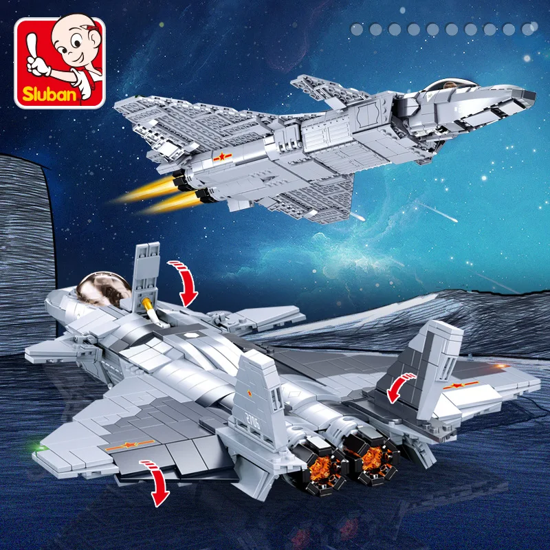 

2 in 1 Military Plane Building Blocks DIY Assembled Aircraft War Weapon Model with Figures Bricks Toys for Boys Children Gift