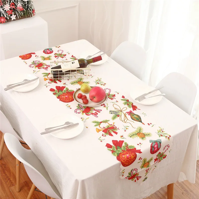 

1/4Pcs Christmas Table Mat Tablecloth Christmas Flag Fruit Table Cloth Home Party Decorative Santa Claus Tapestry Table Runners