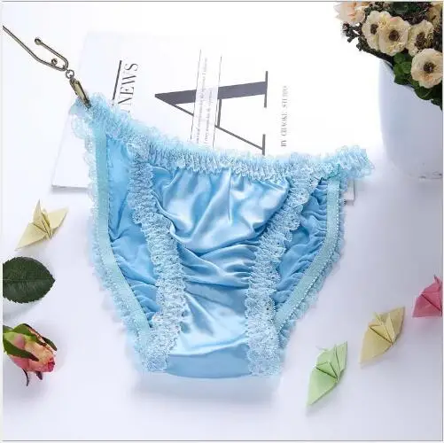 Light Blue Moxeay дамское Сексуальное белье размера плюс атласное белье сексуальное кружевное белье женские атласные шелковые шелковые трусы женские трусики - Цвет: Light Blue