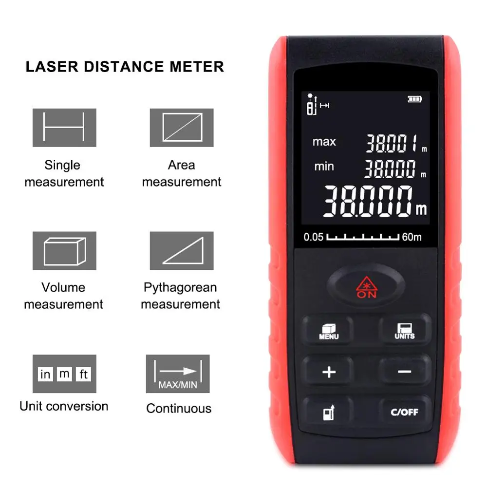YIERYI 40M 60m 80m 100m Handheld Digita Laser Range Finder Professional Mini Ruler Tester Manual Distance Measuring Instrument