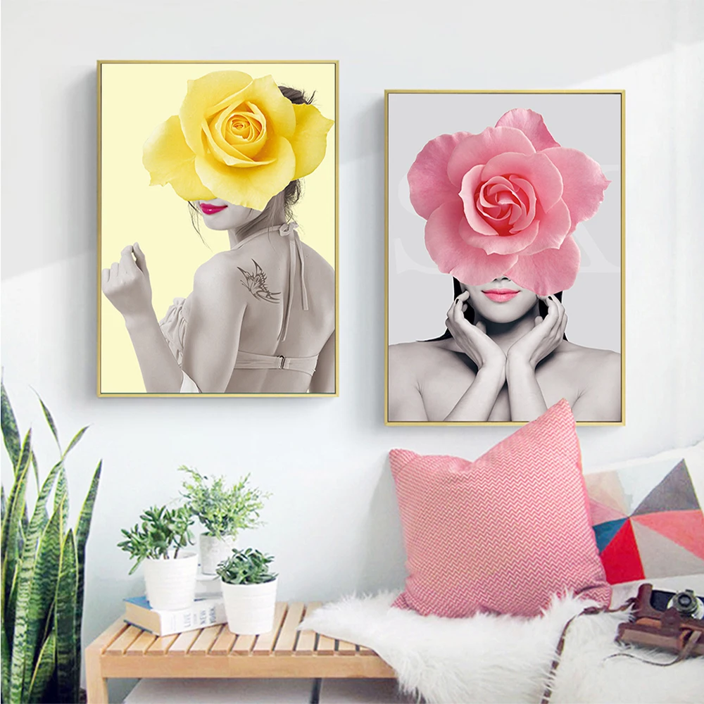 Минималистичная красивая женская цветочная картина пейзаж настенная живопись