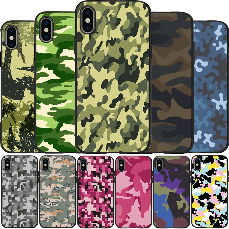 Камуфляжный рисунок военный армейский чехол мягкий силиконовый черный для