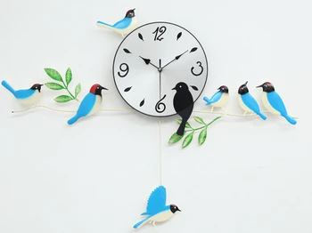 

A060 wall clock clocks painting birds home decor decoration new design swing garden blue orange red