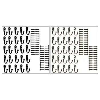 

25 Pieces Wall Hooks Mounted Coat Hook Robe Hooks Cloth Hanger Coat Hanger Coat Hooks Rustic Hooks and 54 Pieces Screws