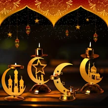 EID Moon Star świecznik dekoracja na Ramadan dla domu Eid Mubarak islamski muzułmanin zaopatrzenie firm Eid Al Adha Ramadan Kareem tanie tanio FENGRISE CN (pochodzenie) W8083 Id al-Fitr